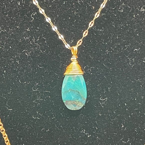 Lucky Brand Gold Tone Faux Turquoise Chain Boho Necklace - Picture 11 of 13